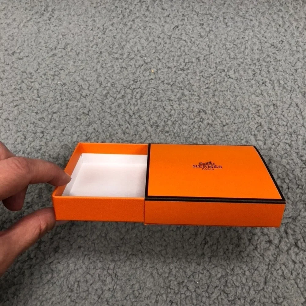 Authentic Hermes Orange Gift Box‎ Empty  Square 3.5x3.25x.75 Small Storage